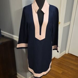 Eliza J Navy and Pink Midi Dress